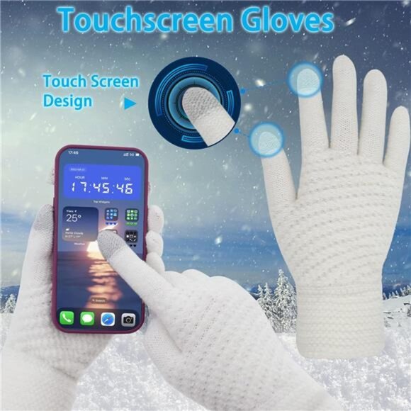 3pcs Women's Winter Beanie Hat Scarf and Touch Screen Gloves Set - Picture 3 of 5